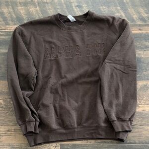 Gildan Dark Brown Crewneck Sweater, Alpha Phi sorority
